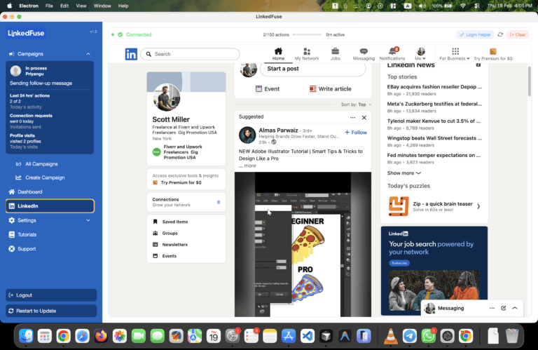 LinkedFuse product preview showing prospecting and outreach automation
